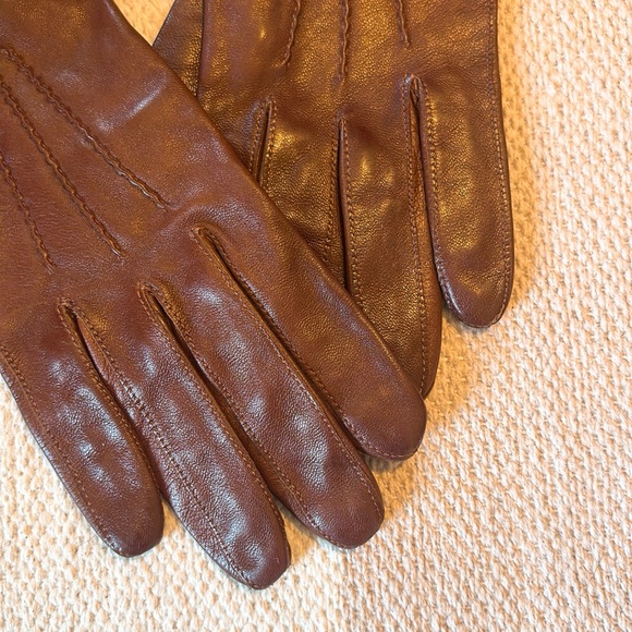 Hugo Boss Dark Brown Leather Long Gloves - Picture 2 of 6